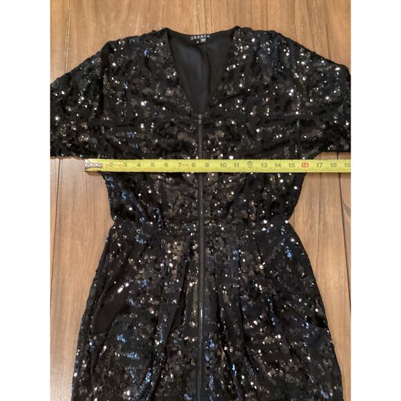 Theory Silk & Sequin Abree E Black Embellished Zip Front silk mini Dress 0 - Picture 8 of 13